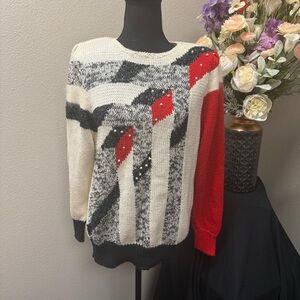 Lilly of California Retro Colorblock Sweater | Vintage Knit Angora Blend XL
